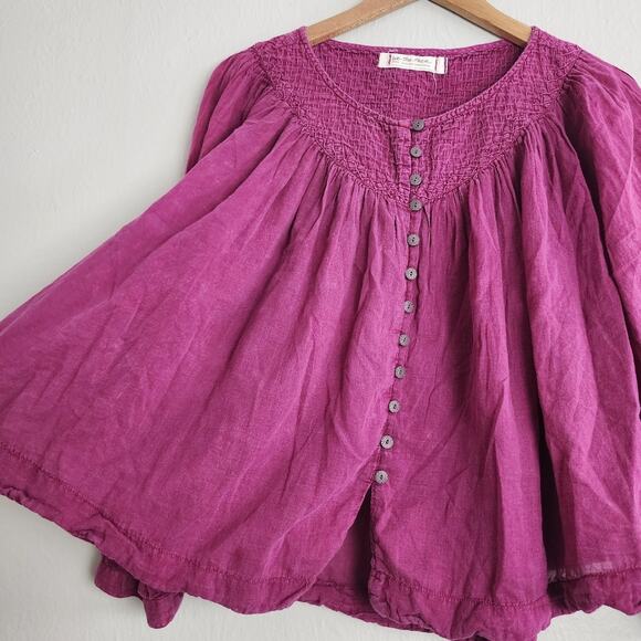 Free People We The Cool Meadow Bohemian Flowy Blouse Long Sleeve Top - Picture 13 of 15